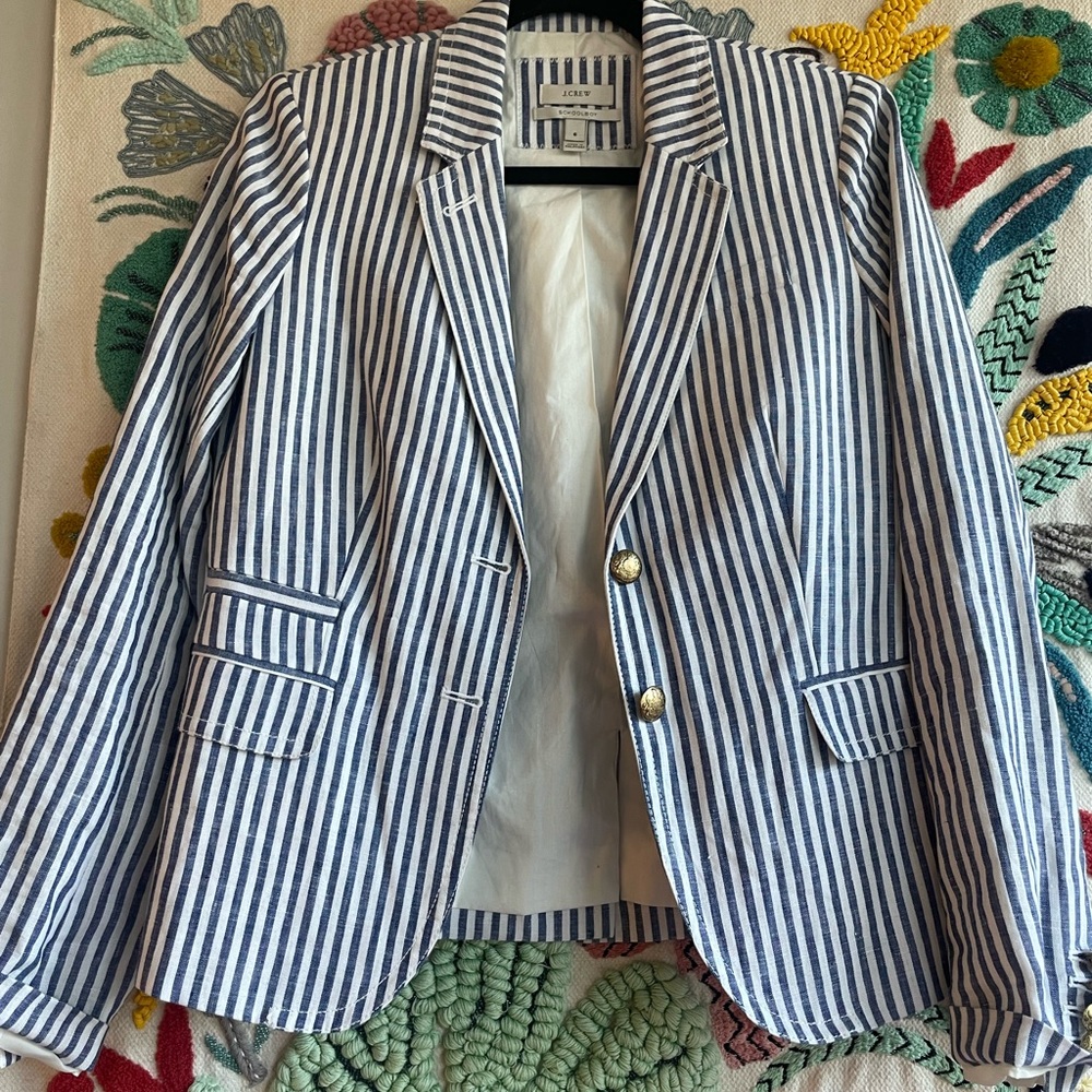 J. Crew Schoolboy Blazer in Stripe Linen